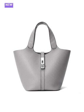Vegan Leather Bucket Tote Bag Top Handle Shoulder Purse with Removable Pouch